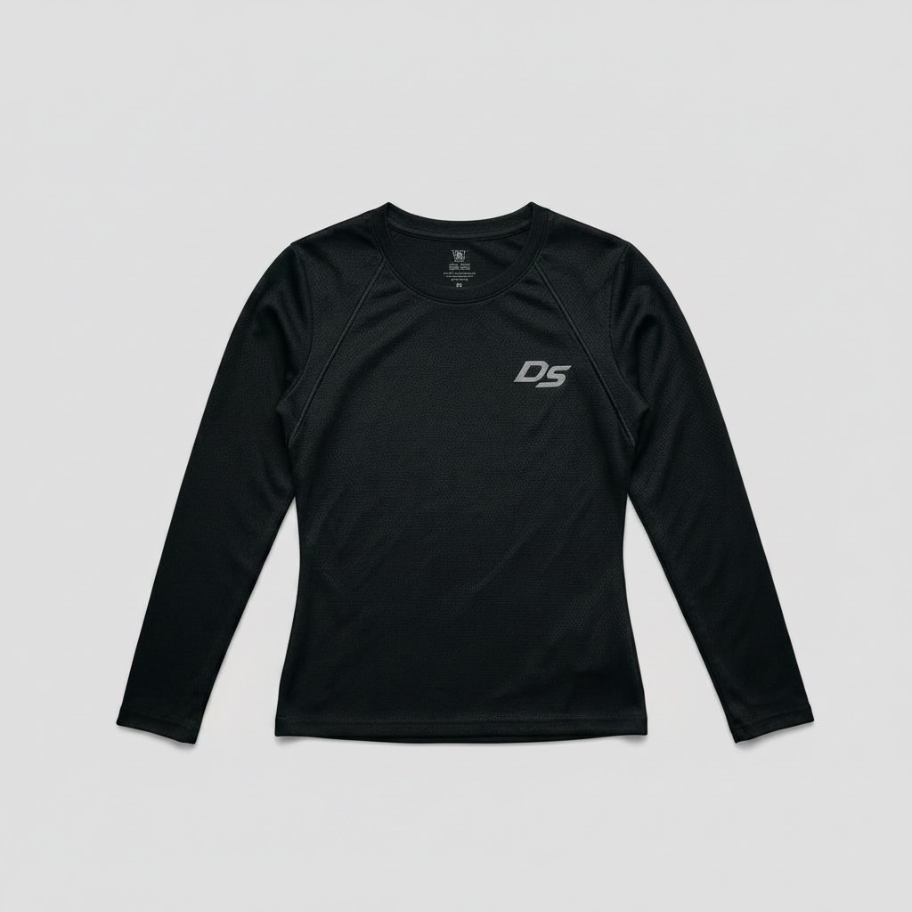 Remera Ranglán Manga Larga Negra