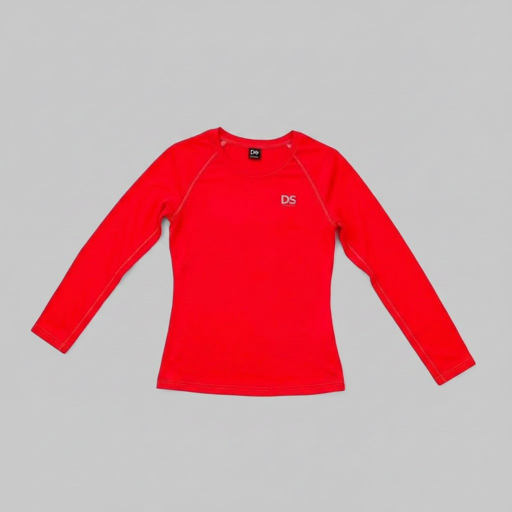 Remera Ranglán Manga Larga Roja